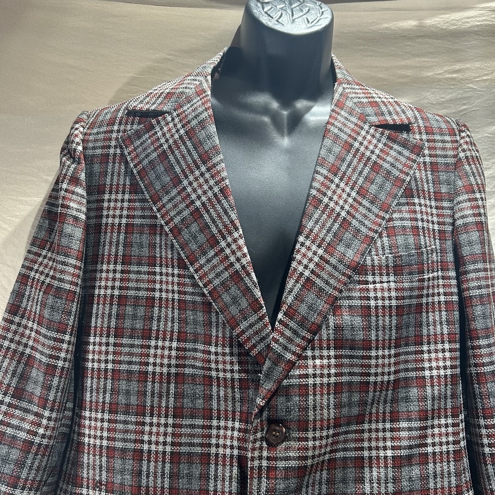 Vintage 70s Cricketeer Mens Plaid Blazer Sport Coat 40R Union Made USA